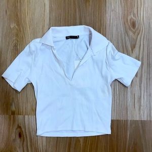 Brand new Zara white polo crop top